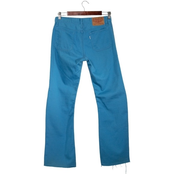 Big John Japanese Flare Leg Button Fly Jeans Bright Blue Size 31 Vintage 70s - Picture 3 of 11